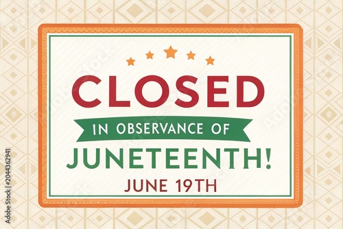 Juneteenth Closed Sign, Business Closed for Juneteenth, Juneteenth Closure Notice, Closed in Observance of Juneteenth, Juneteenth Holiday Closed Sign