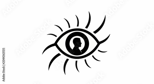 Symbol of human consciousness and perception within an observant eye