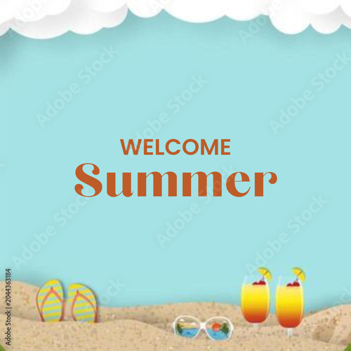 Vector Text Illustration of Welcome Summer.