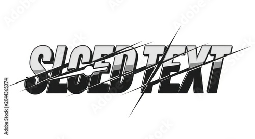 Sliced text typography with creative slash effect.