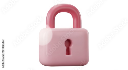 Pink 3D padlock icon for security and privacy.
