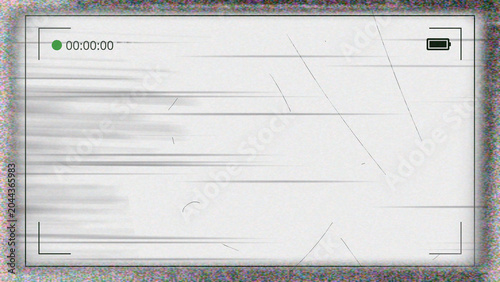Photos Glitched surveillance camera screen with static interference and red warning signal, isolated on transparent background for security, technology, and error concepts