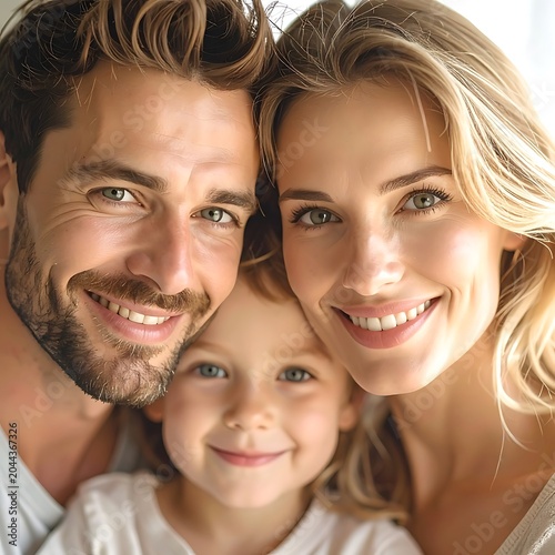 A happy family of three smiling together (7)