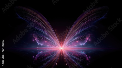 Ethereal fractal butterfly wings radiating light
