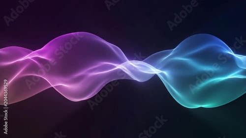 Vibrant purple and blue neon wave pattern on a dark background
