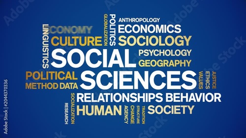 Social Sciences animated word cloud-text design animation tag kinetic typography seamless loop.