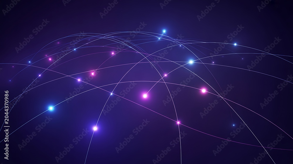 Fototapeta premium Global network connections with glowing nodes and digital communication technology