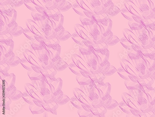 Canvas-taulu Repeating pattern of lotus flowers (Nelumbo nucifera) in a line-art style, creating a seamless design