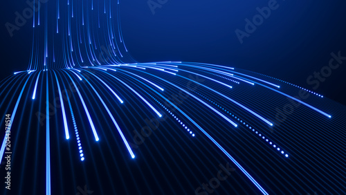 Abstract technology bakground, Streaming data, data moving - Digital Code road, ai, artificial intelligence concept - 3d illustration