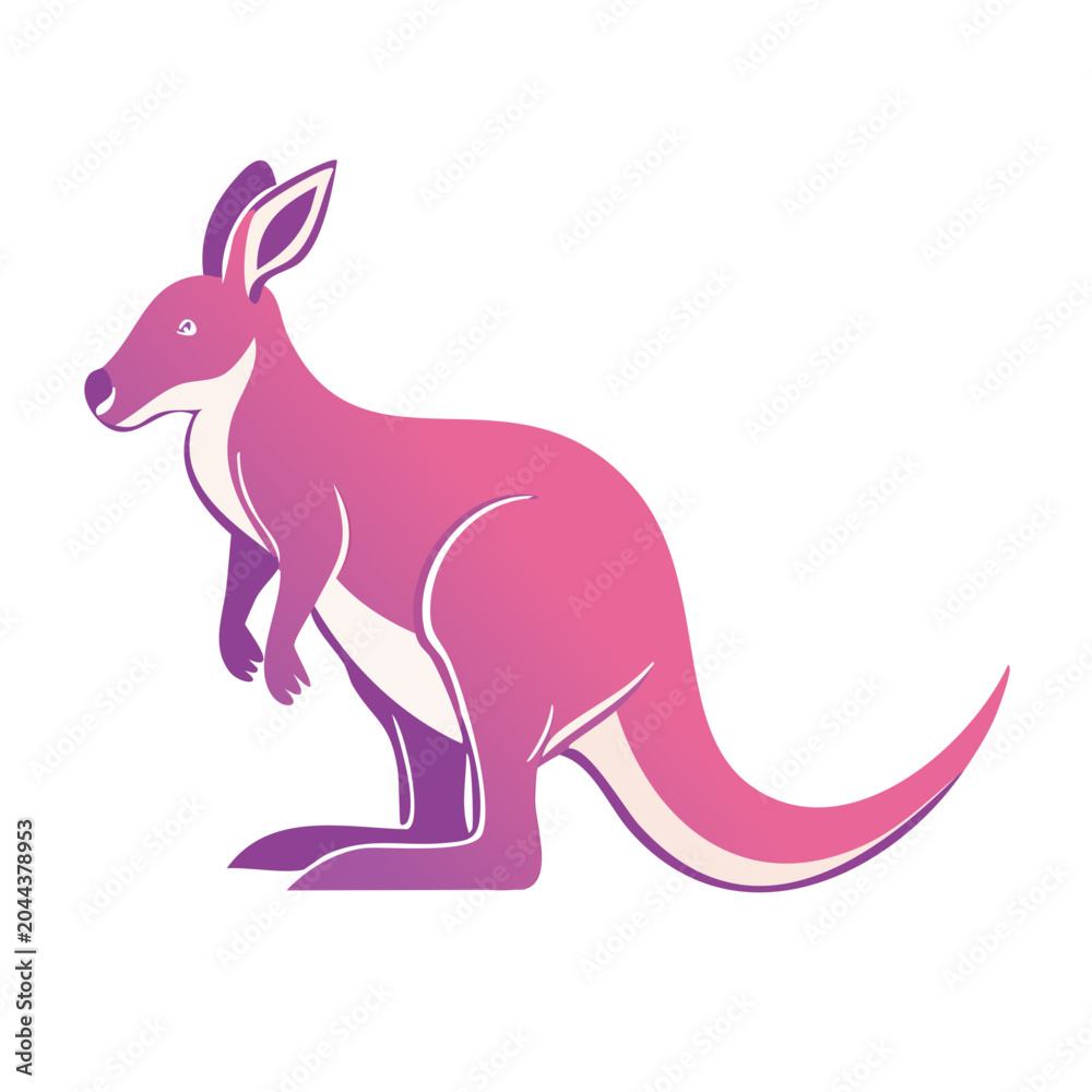Fototapeta premium Flat design illustration of a pink kangaroo