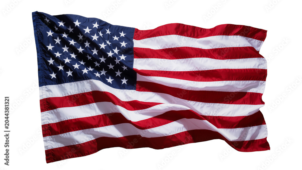 Fototapeta premium American flag waving with red and white stripes and blue field with stars