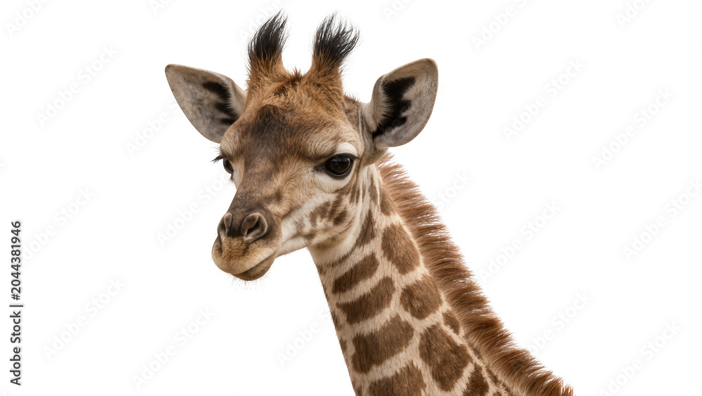 Fototapeta premium Young giraffe head and neck with brown spots
