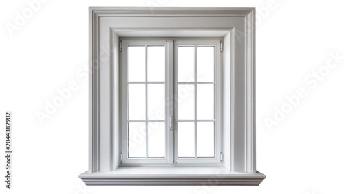 Obraz na płótnie White double casement window with grid panes and molding