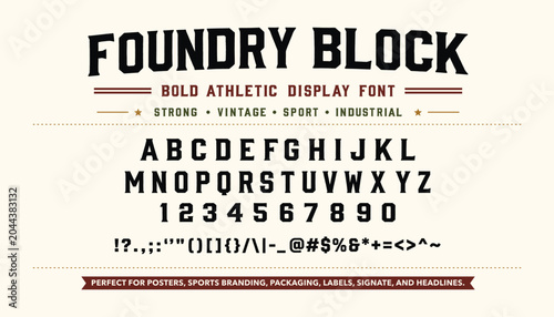Photos Bold Athletic Display Font for Vintage Sport Branding and Industrial Graphic Des
