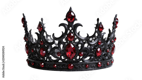 Canvastavla Ornate black crown with red gemstones
