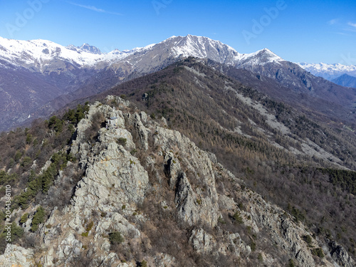 Bild auf Leinwand View of the summit of Rocca Sella (Caprie - Italy)