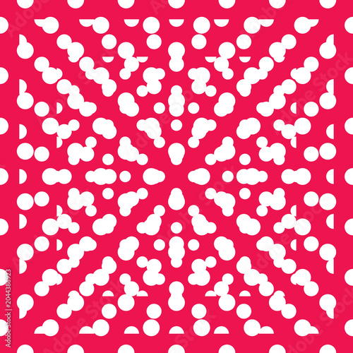Vibrant Abstract Pink and White Polka Dot Geometric vector Pattern Background - Modern Symmetrical Circle Design for Digital and Print Media
