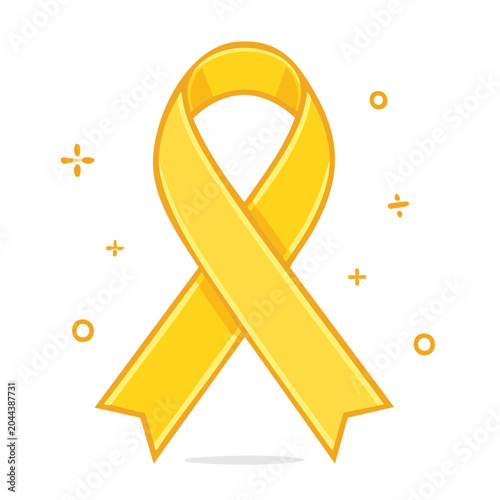 Yellow awareness ribbon with decorative elements