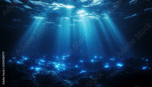 生物発光する神秘の水の背景素材