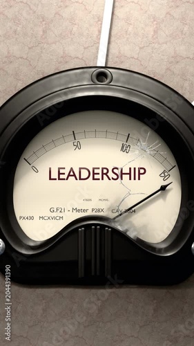 Leadership meter showing big levels of leadership. Dangerously increasing values of leadership, critical overload. Too much, off the charts. Max leadership