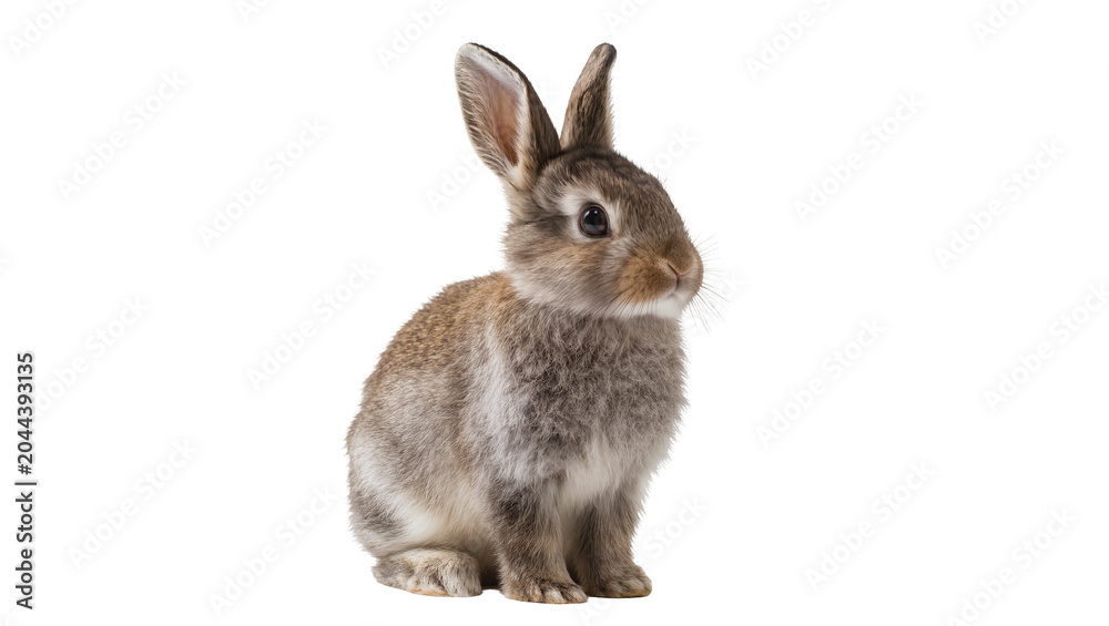 Obraz premium Small brown rabbit sitting and looking to the side