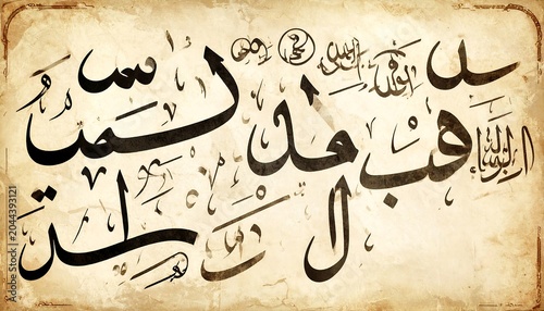 A beige background with black Arabic calligraphy text