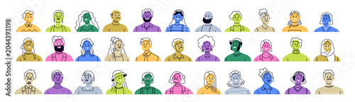 Colored abstract avatars of diverse men, women characters set. Happy smiling ...