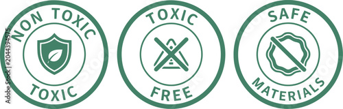 Foto Non Toxic and Safe Materials Badge Icons Set on White Background