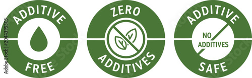 Green Additive Free and Zero Additives Product Labels Set
