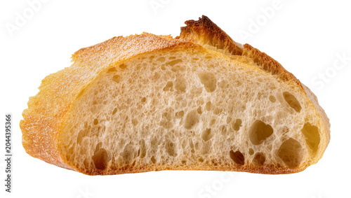 Billede på lærred Crusty artisan bread slice with airy crumb texture