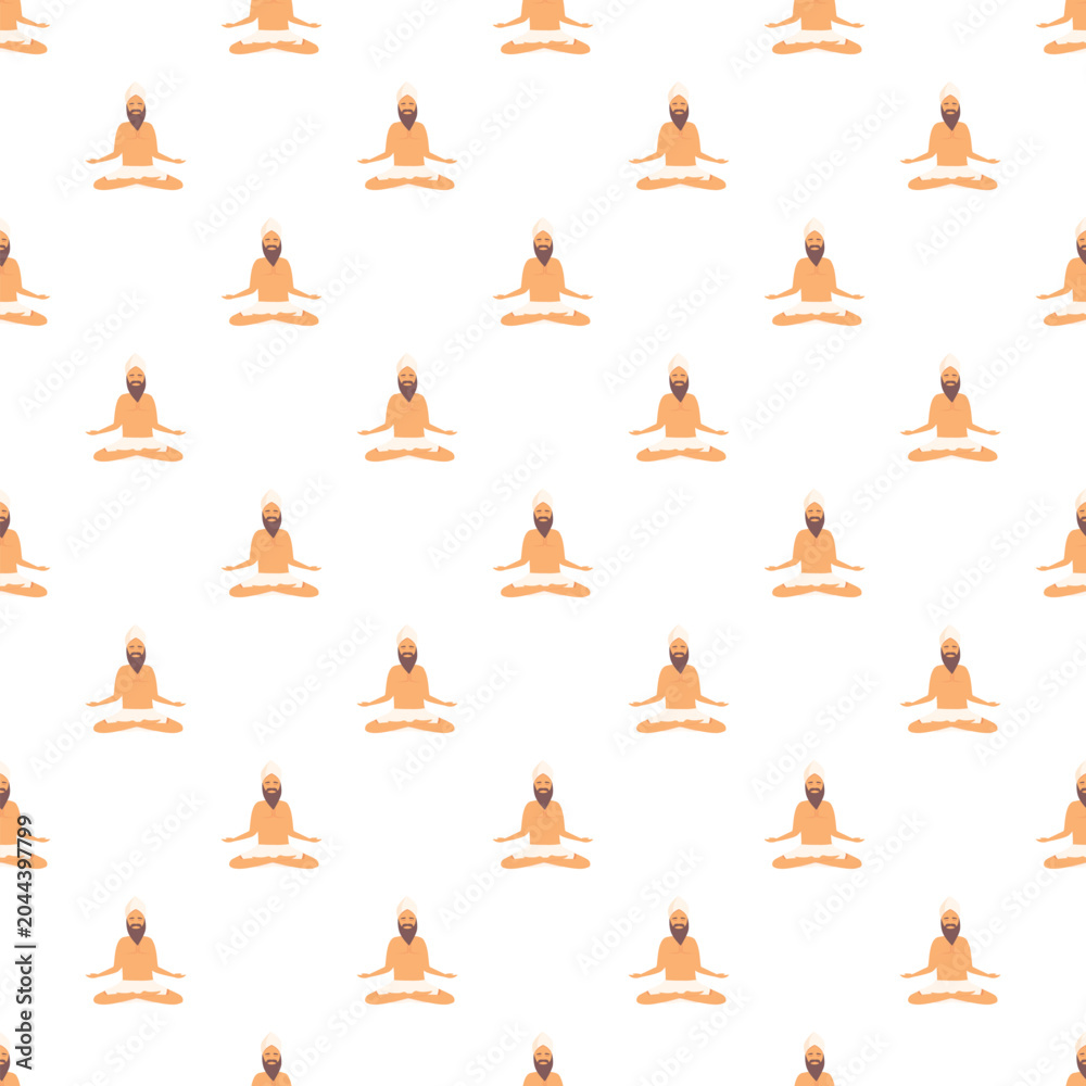 Obraz premium Meditating guru figures repeating in a seamless spiritual pattern background