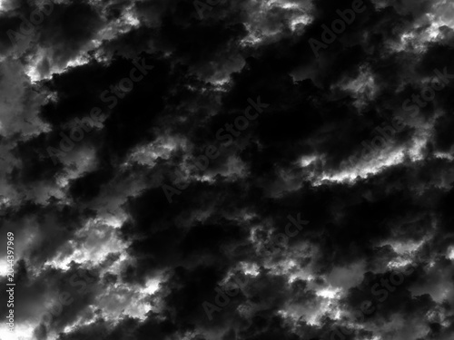 Fotografía Dramatic black and white storm clouds featuring high contrast textures and deep