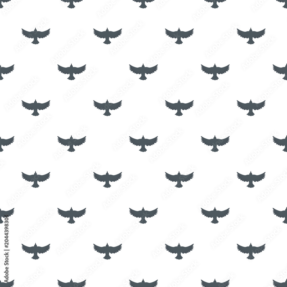Obraz premium Bird silhouettes creating a seamless flying pattern on a clean white background