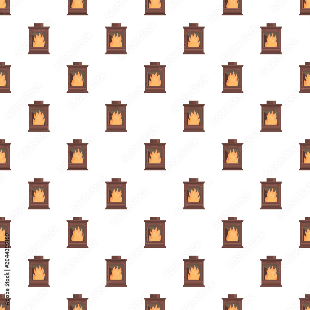 Obraz premium Repeating pattern of fireplaces with burning logs creating a warming atmosphere