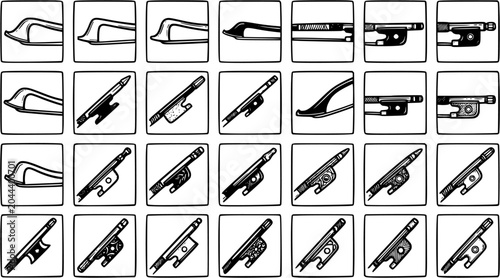 Tableau sur toile Musical Instruments Black and White Line Art Icons Set - Detailed Outline Glyphs