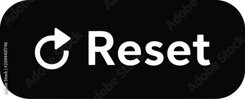 Bild auf Leinwand Black Reset Button Icon with White Text on Rounded Rectangle, User Interface Con