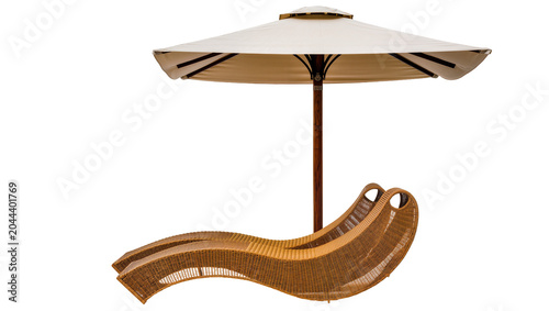 Canvastavla Wicker chaise lounge with patio umbrella