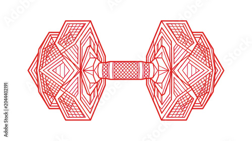 Fotografie Geometric Dumbbell Illustration - Red Abstract Fitness Equipment