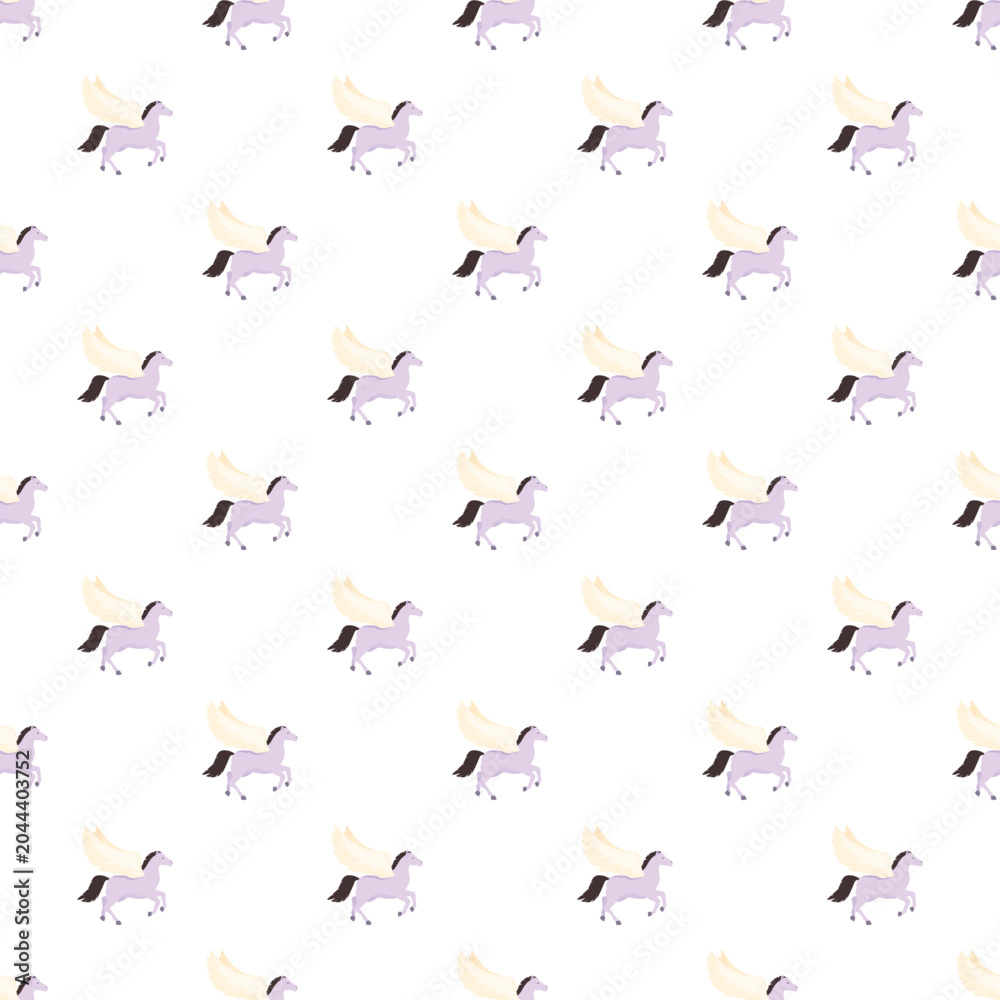 Obraz premium Pegasus mythical flying horse repeating pattern on a white background