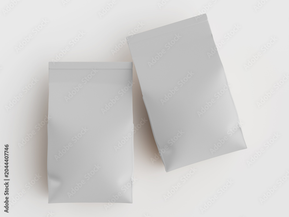 Naklejka premium Blank light gray pouches mockup