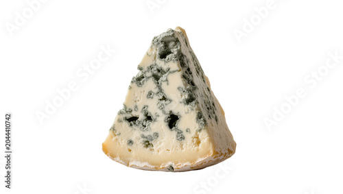Vászonkép Wedge of blue cheese with green mold veins