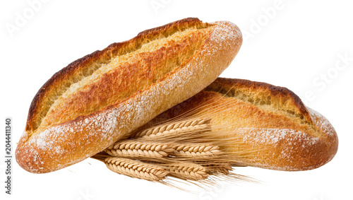 Fotografía Two crusty artisan loaves of bread with wheat stalks