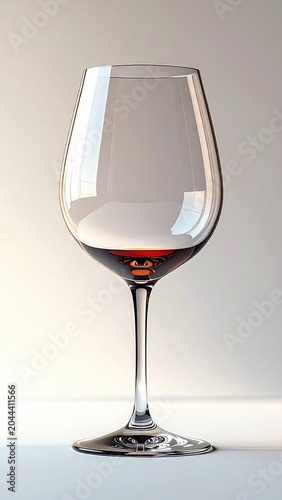 Elegant wine glass with amber liquid, bright light