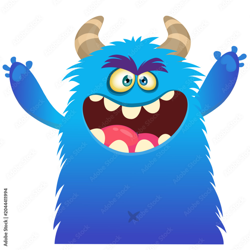 Naklejka premium Cartoon Scary monster waving hands illustration