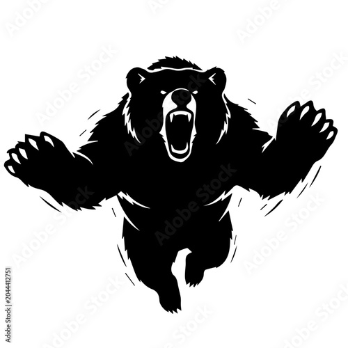 Angry Roaring Bear Vector Art - Aggressive Grizzly Mascot Clipart