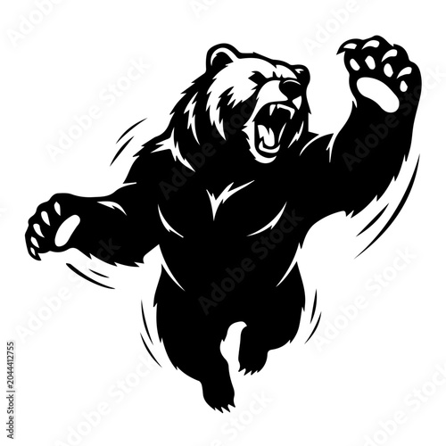 Angry Roaring Bear Vector Art - Aggressive Grizzly Mascot Clipart