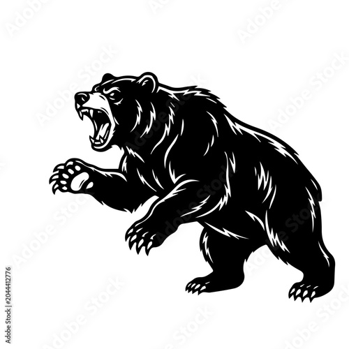 Angry Roaring Bear Vector Art - Aggressive Grizzly Mascot Clipart
