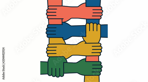 Cuadro en lienzo Peer Support Network Teamwork and Collaboration Vector