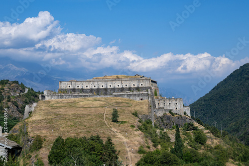 View of the town of Exilles and its fortifications (Italy)