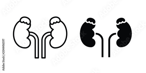 Fotografie Adrenal gland icon clipart and thin stroke versions pack